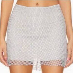 WeWoreWhat Silver Mesh Midi Skirt